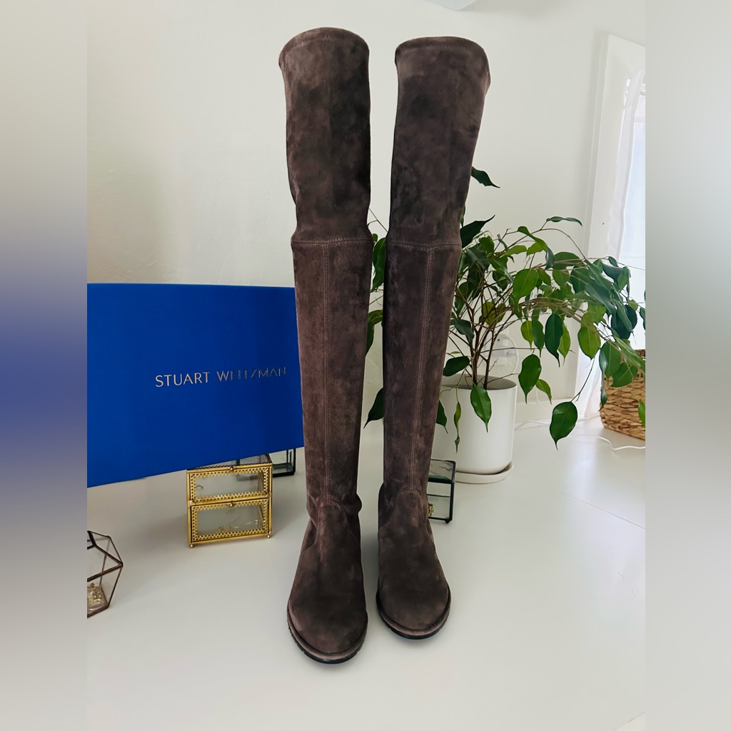 Stuart Weitzman Lowland Over-The-Knee Boots In Charcoal